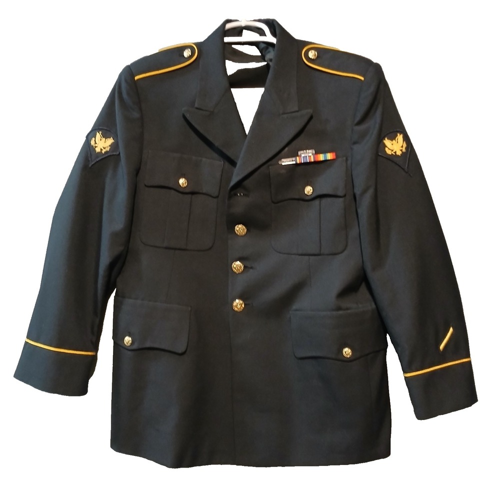 De Rossi& Son US Army Jacket Mens 40SC Blue Gold Buttons Military Uniform Blazer